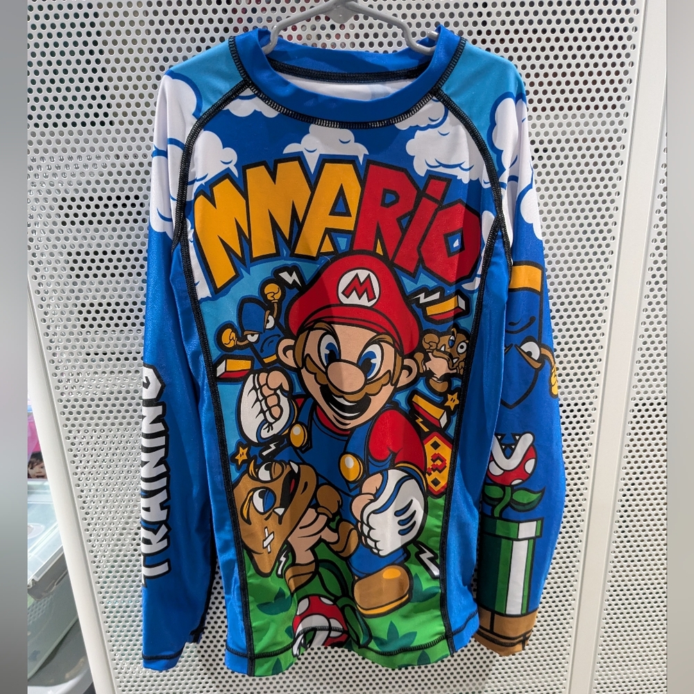 Hardcore Training Colorful Mario Long Sleeve Rashguard Compression Shirt XS